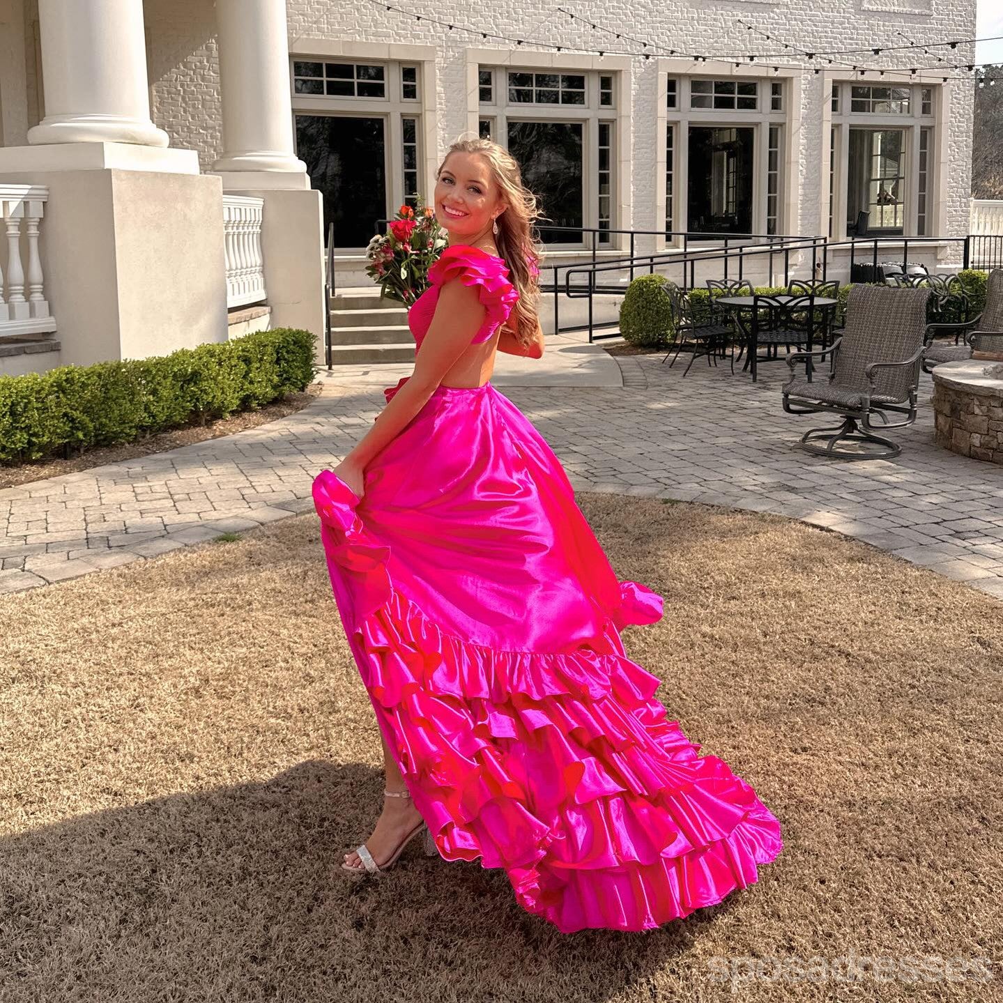 Elegant Hot Pink A-Line Maxi Long Prom Dress for Women - Perfect for Evening Parties, Formal Events & Special Occasions