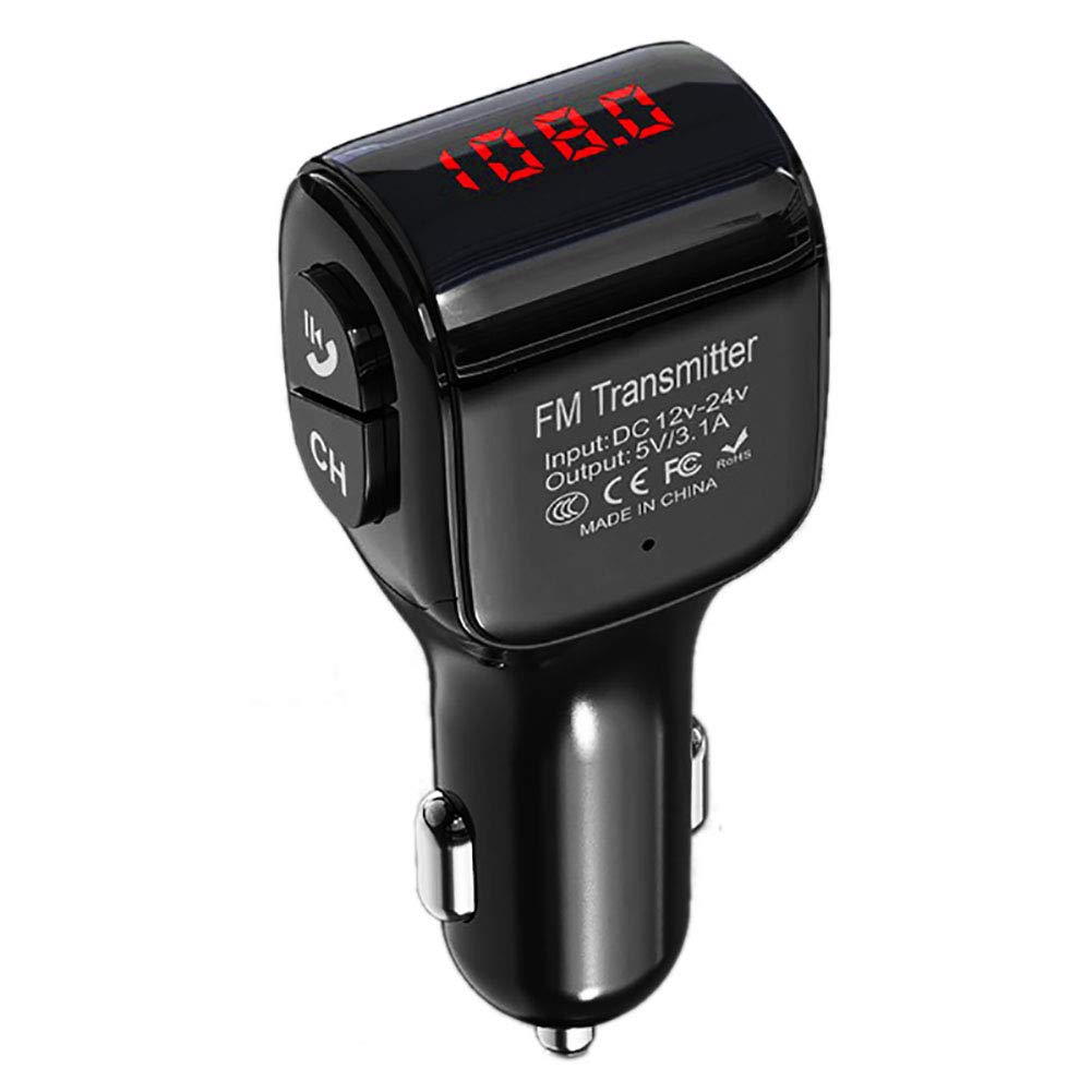 Bluetooth FM Transmitter for Car, Wireless Bluetooth 5.0 Car Radio Adapter with Hands-Free Calling, Dual USB Charging Ports, LED Display & 4 Music Modes - Perfect for Road Trips, Commuting & Streaming Music in Your Vehicle