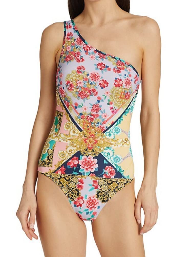 Johnny Was Raina One-Shoulder Swimsuit for Women - Floral Print Bathing Suit (XXL, Multi-Color) | Beach Vacation, Pool Party & Summer Getaway
