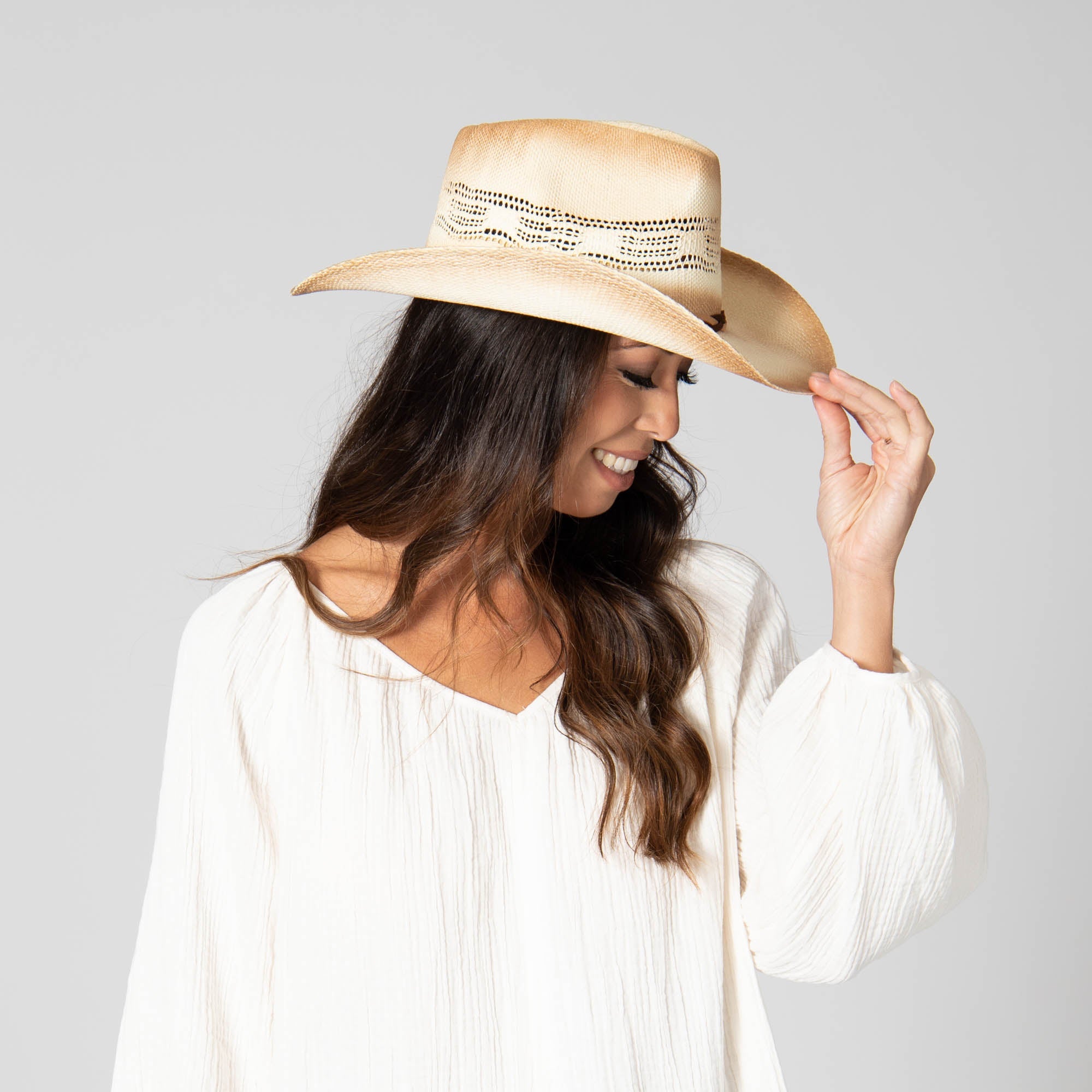 Down to Earth Women's Woven Paper Cowboy Hat - Stylish Summer Sun Hat for Beach, Outdoor & Festival Wear