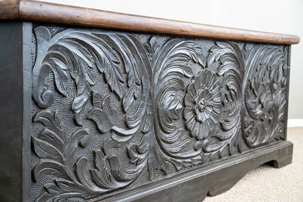 Handmade Charcoal Wooden Blanket Box - Handcrafted Storage Trunk for Blankets, Pillows & Bedding | Perfect for Bedroom, Living Room & Nursery Organization