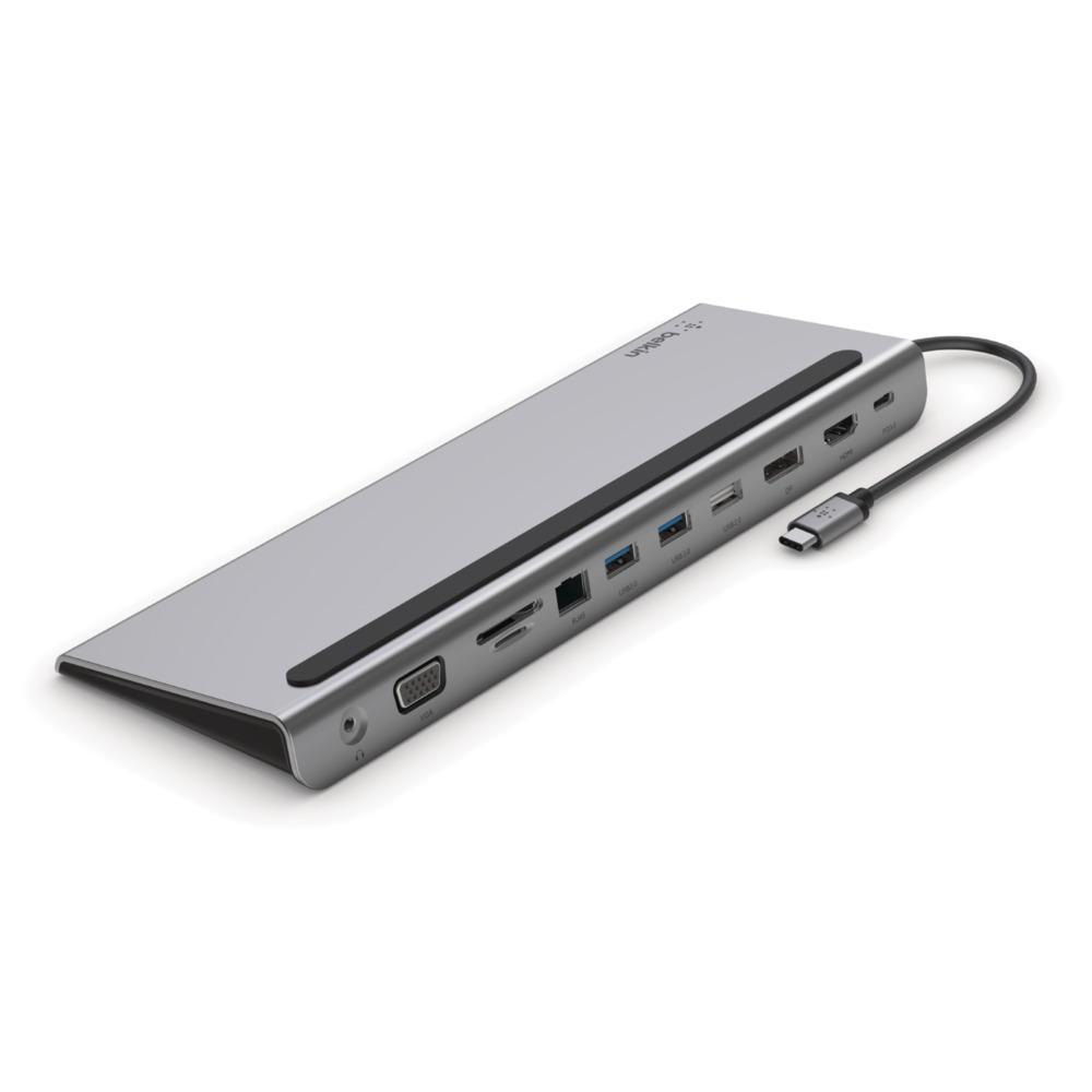 Belkin INC004btSGY 11-in-1 USB C Multiport Dock with 4K HDMI, Ethernet, USB Ports - Perfect for MacBook Pro, iPad Pro & Windows Laptops - Home Office & Gaming Setup Accessory