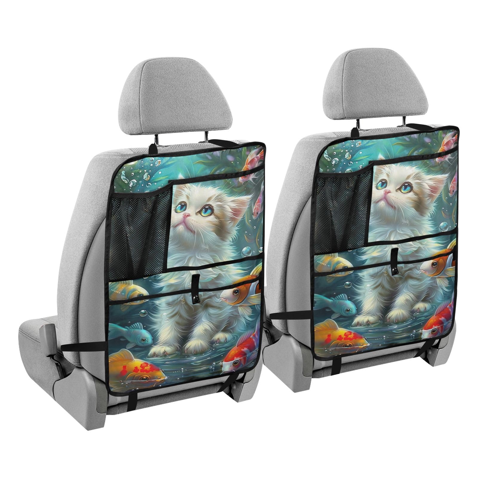 ODAWA Universal Car Back Seat Protector for Pets & Fish - Waterproof Durable Seat Cover Organizer with Storage Pockets | Perfect for Road Trips, Pet Travel & Grocery Hauling