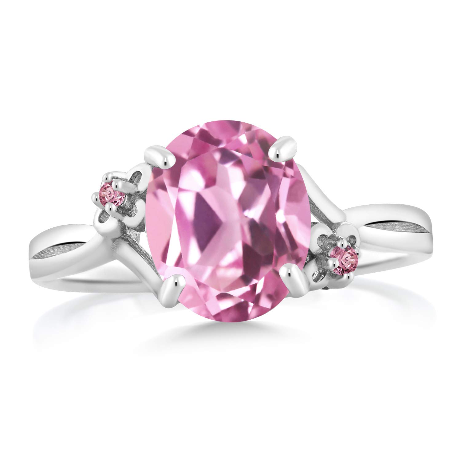 3.08 Ct Light Pink Lab-Created Sapphire & Diamond 925 Sterling Silver Ring for Women | Elegant Engagement, Anniversary Gift | Gem Stone King