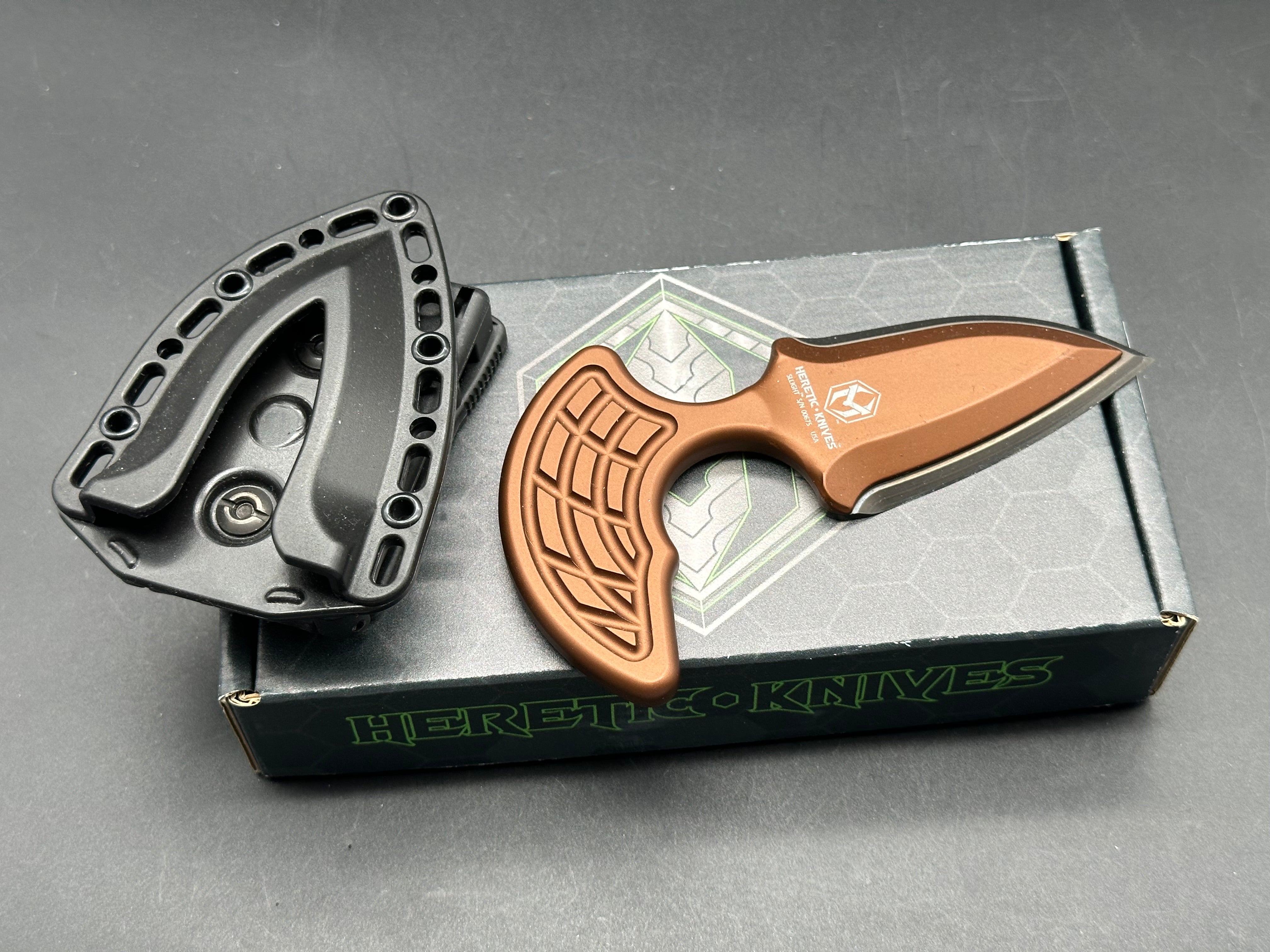 Heretic Knives H050 6A BRZ Sleight Titanium Folding Pocket Knife with 20CV Steel Blade - EDC, Outdoor, Camping & Survival Gear