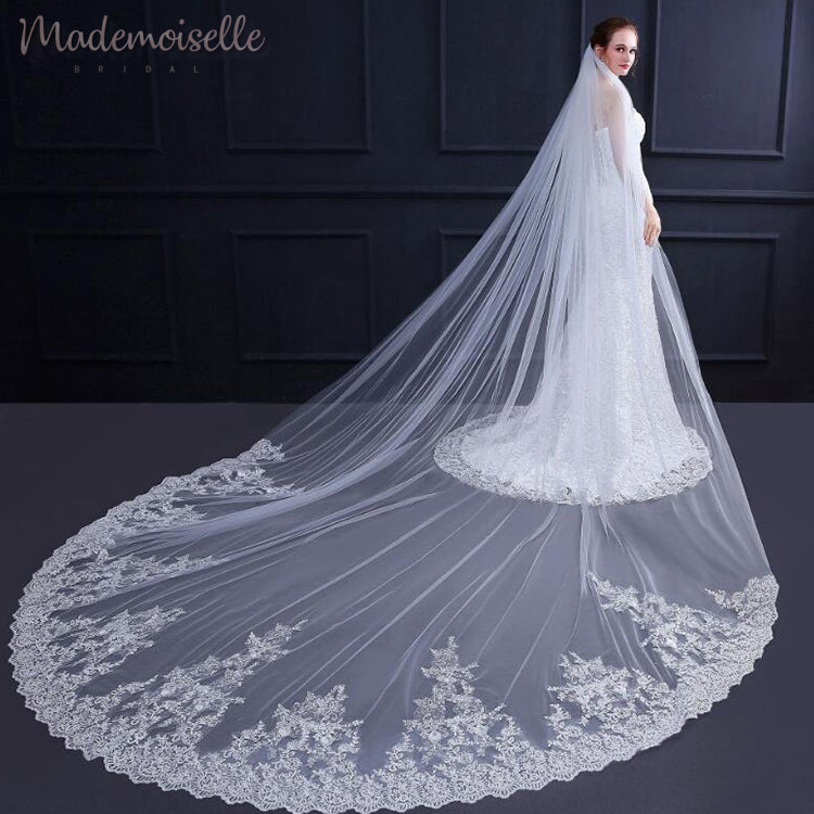 Denika Veil - Elegant Lace Wedding Veil for Brides | Perfect for Church Ceremonies & Outdoor Weddings