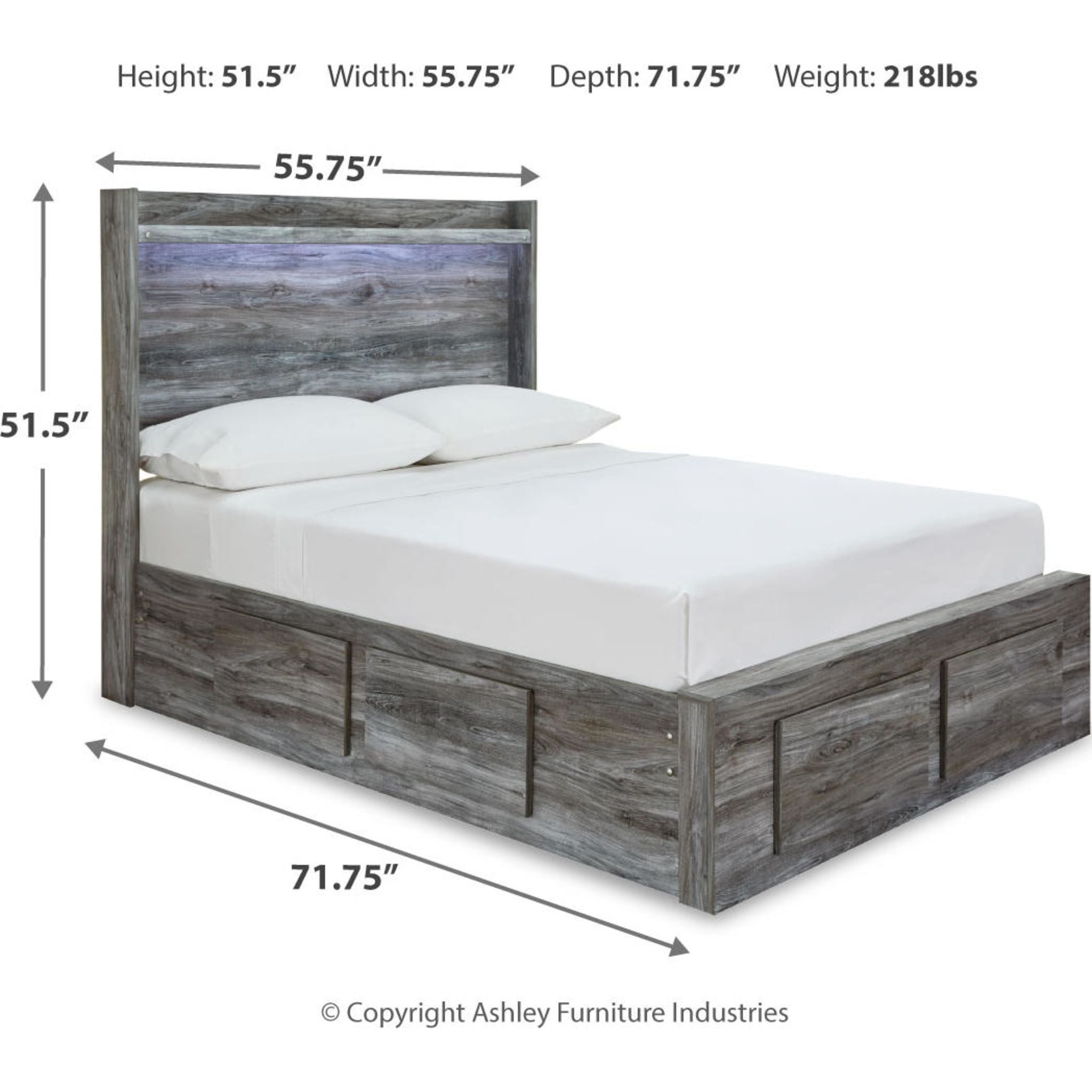 Baystorm 5-Piece Full Storage Bed Set with Underbed Drawers - Gray - Perfect for Small Bedrooms & Dorm Rooms, Space-Saving Furniture Solution