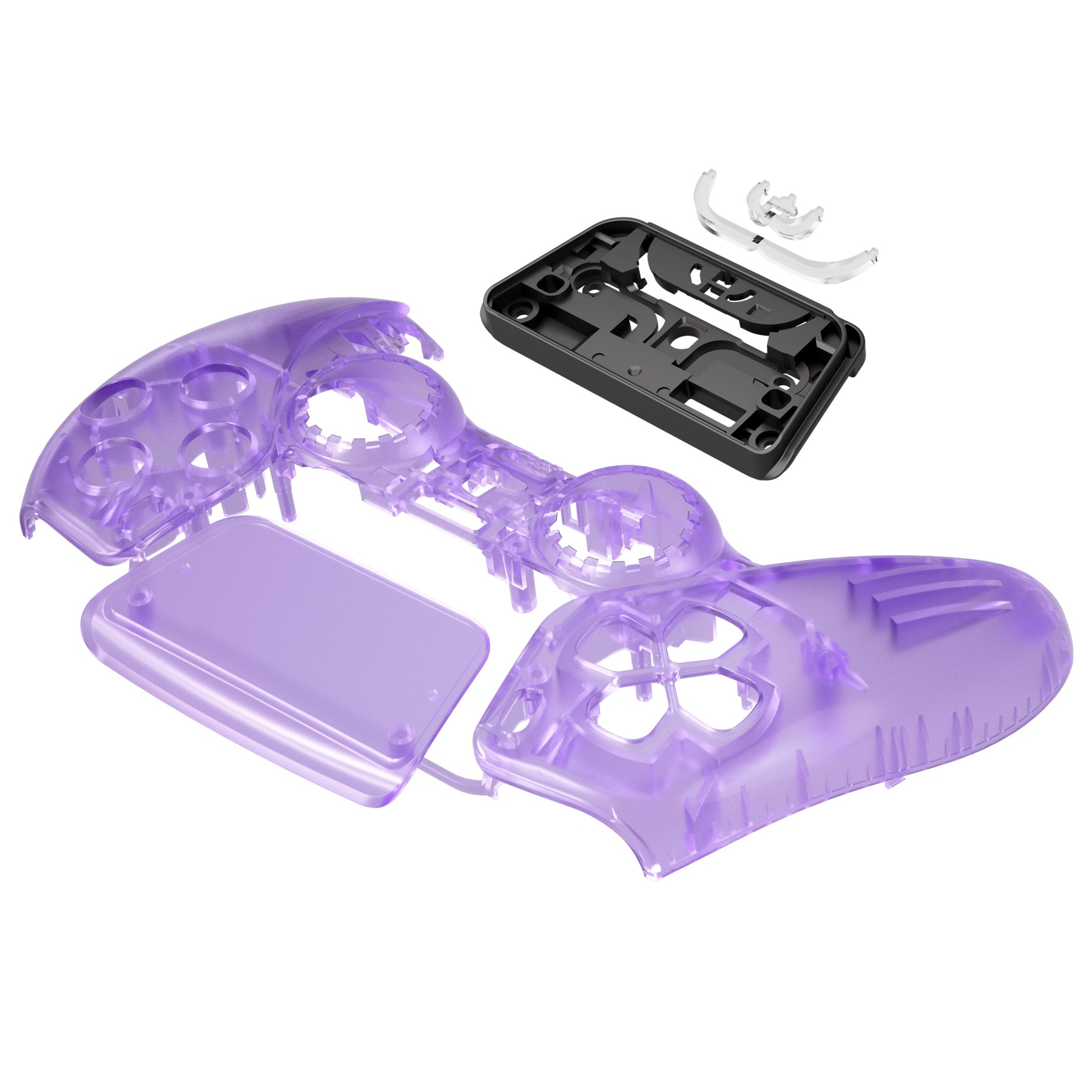 eXtremeRate Clear Atomic Purple Replacement Front Housing Shell with Touchpad for PS5 Controller BDM 010/020/030/040/050 - DIY Customization & Gaming Upgrade