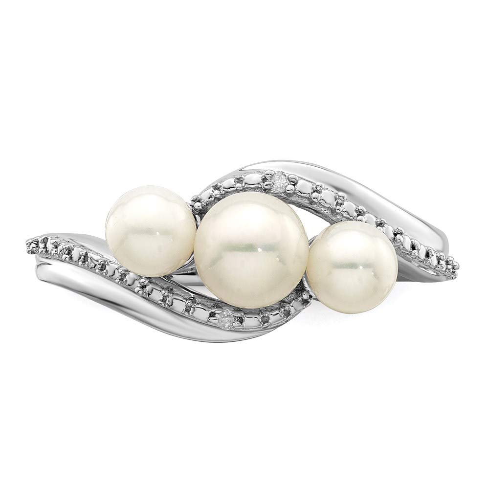 925 Sterling Silver Diamond & Freshwater Pearl Ring for Women - Elegant Fine Jewelry Gift for Her - Perfect for Anniversaries, Weddings & Special Occasions