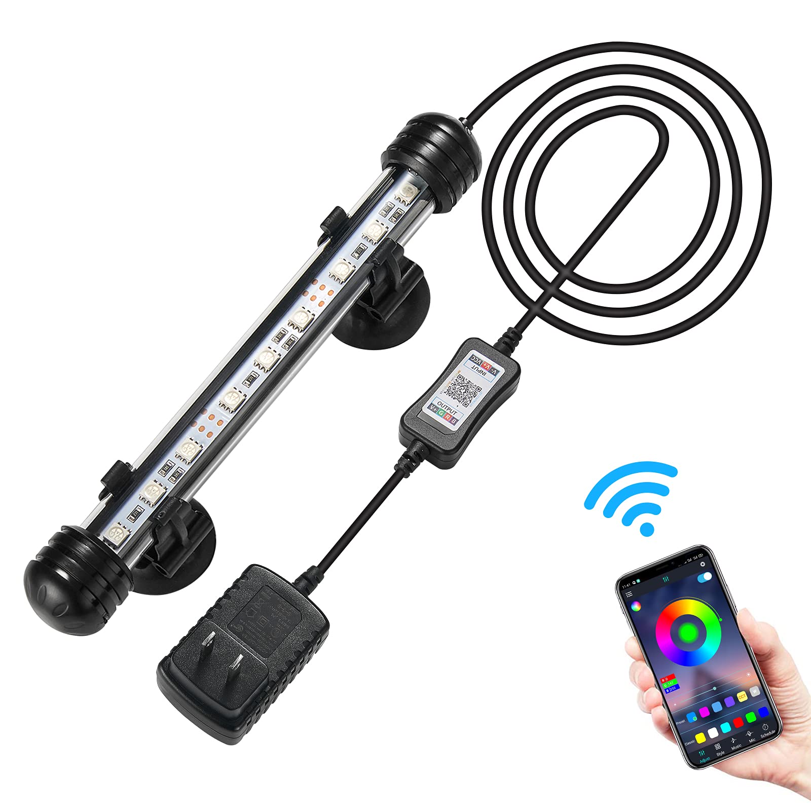 GreenSun Submersible LED Aquarium Light - 7 Inch Waterproof Fish Tank Light with APP Control for Freshwater & Saltwater Tanks | Perfect for Coral Growth, Planted Tanks & Night Viewing