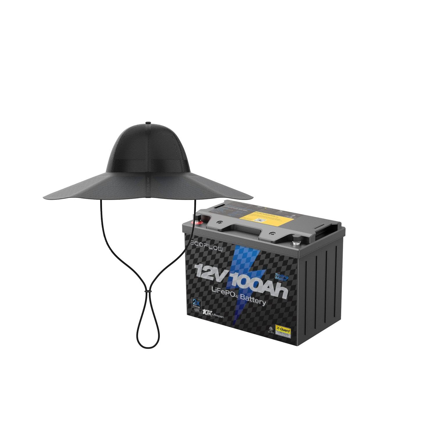 EcoFlow 12V 100Ah Lithium Deep Cycle Battery for Marine Trolling Motors - Perfect for Boats, RVs, and Off-Grid Power Systems