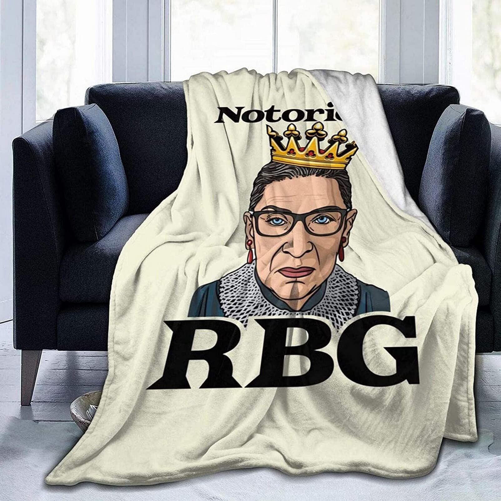 MATONG Notorious RBG Ruth Bader Ginsburg Throw Blanket - Soft Cozy Winter Bed Blanket, Luxury Microfiber Warm Sofa Blanket 60x50 - Perfect for Couch, Bed & Home Decor