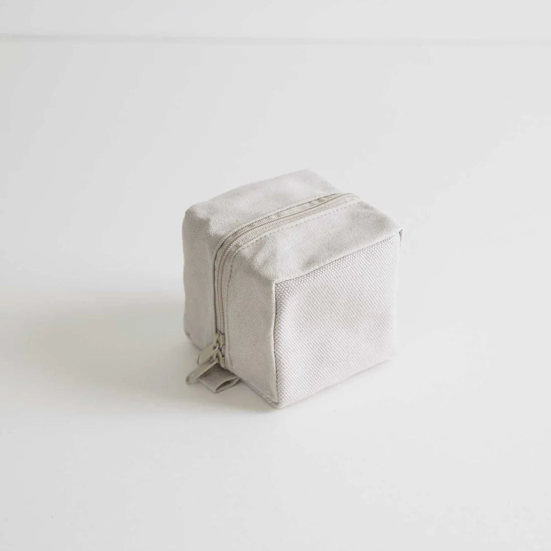 Kurashiki Hampu Canvas Pouch Small Size - Grayish White Japanese Style Cotton Bag for Travel, Makeup & Daily Essentials Storage