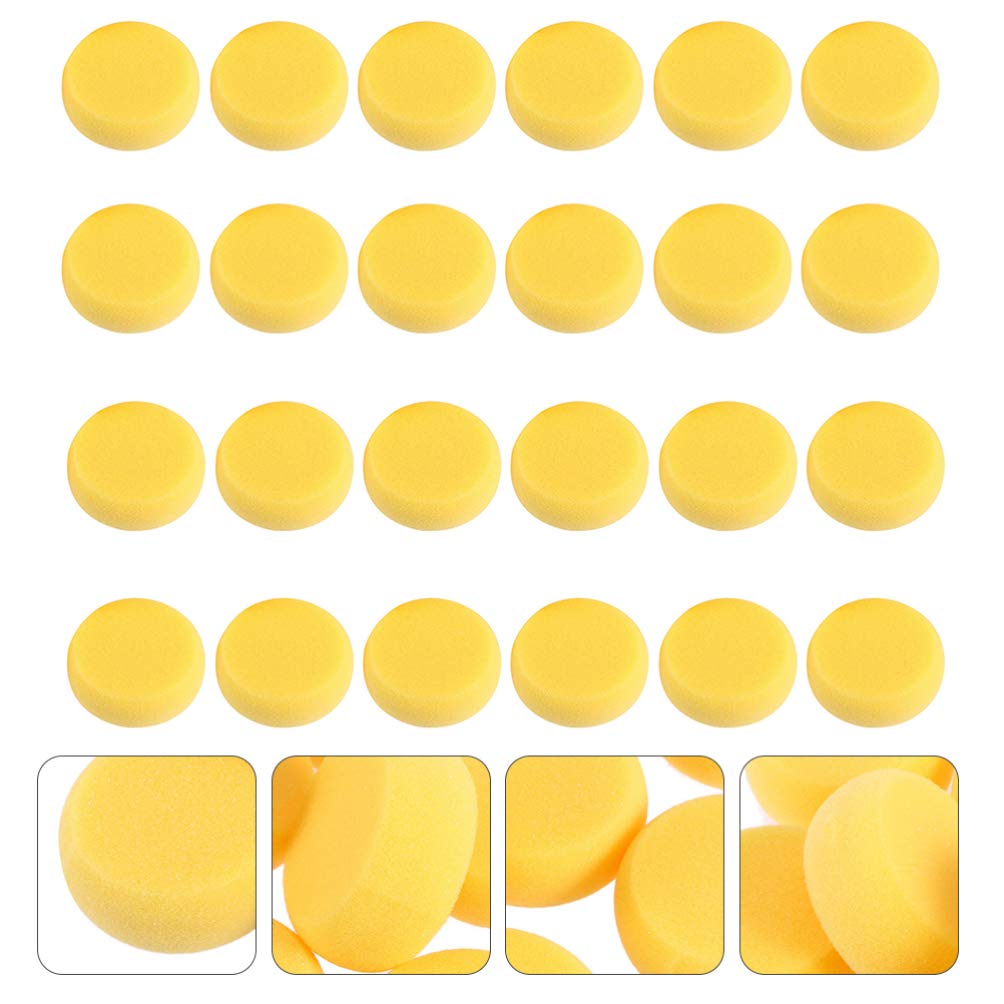EXCEART 24-Piece Yellow Round Cake Sponge Painting Foam Pads - Large Artist Sponges for Pottery, Crafts & DIY Projects - Bulk Synthetic Sponges for Toddler Art & Book Binding