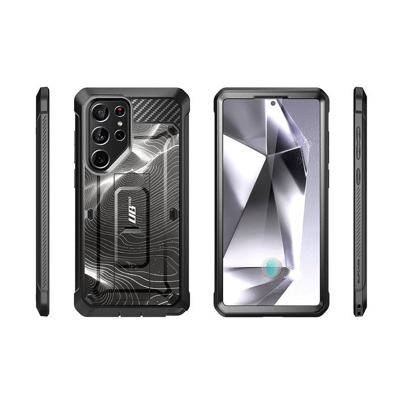 Samsung Galaxy S24 Ultra Unicorn Beetle PRO Rugged Case - Heavy Duty Shockproof Cover with Built-in Screen Protector, Black Ripple Design - Perfect for Outdoor, Construction & Extreme Sports Protection