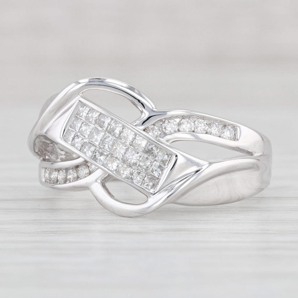 0.43ctw Diamond Bypass Ring in 14k White Gold - Size 8.5 Unique Bridge Design for Engagement, Wedding & Anniversary Gifts - Elegant Jewelry for Women