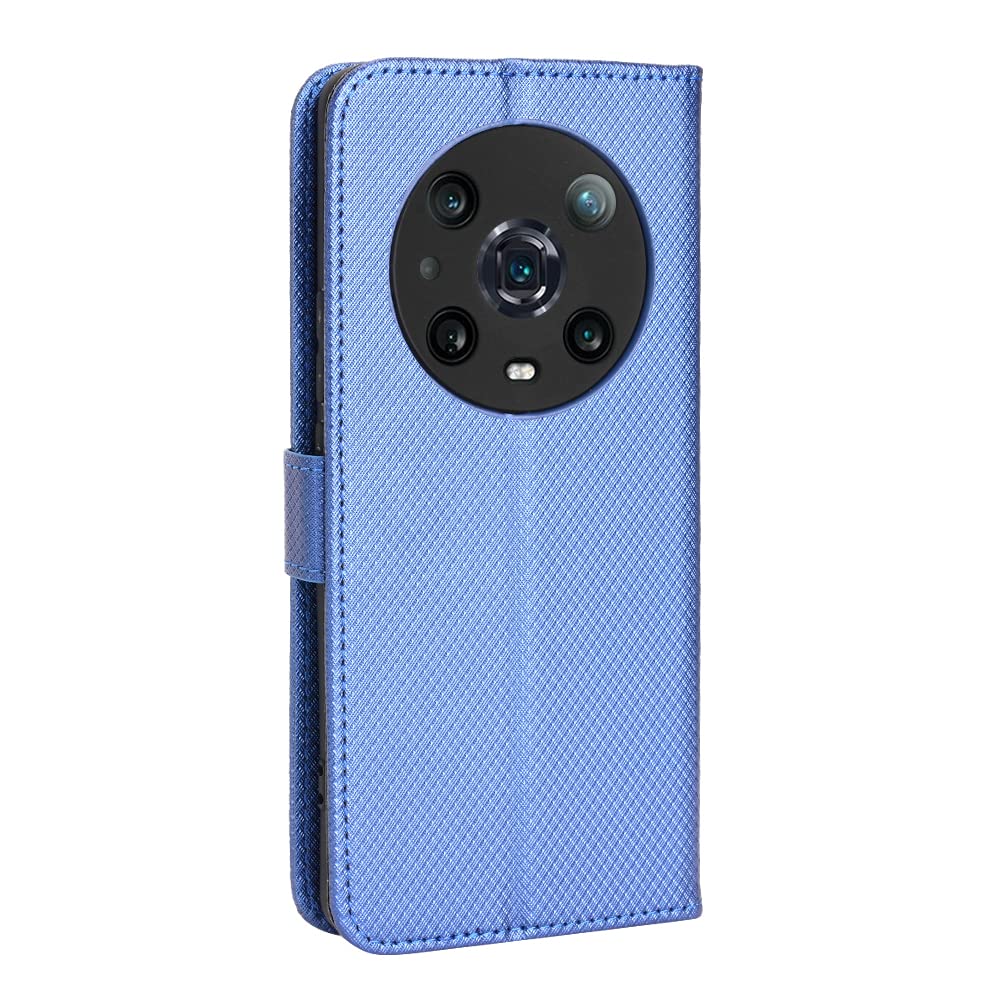 Premium PU Leather Flip Cover Case for Honor Magic 4 Pro (LGE-AN10) - Blue | Slim Protective Phone Case with Card Slots | Perfect for Business & Travel Use
