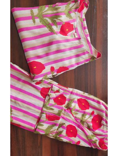Stylish Pink Floral Kurti and Pant Set (2-Piece) for Women | Boho Chic Outfit for Casual Wear, Parties & Festivals