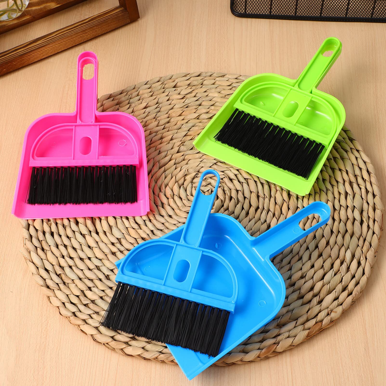Mini Broom & Dustpan Set - 3 Pack Handheld Cleaning Tools for Kids & Home