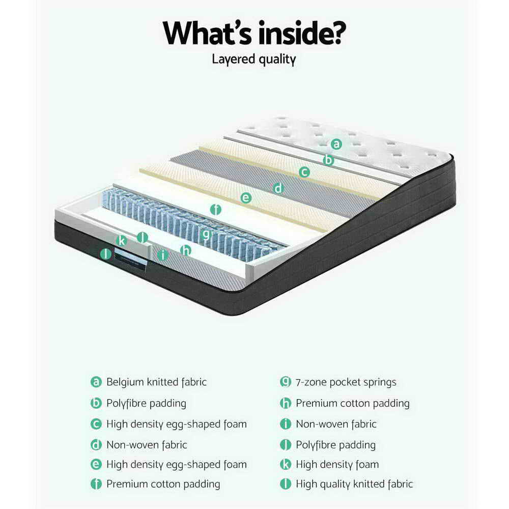 Eve Euro Top Pocket Spring Mattress 34cm Thick King Size - Premium Support for Back Pain Relief & Pressure Relief - Perfect for Master Bedroom, Guest Room & Luxury Hotels
