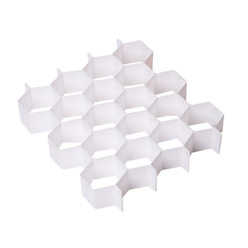 TOPBATHY 2-Pack Adjustable Honeycomb Drawer Organizers - White Storage Dividers for Dresser, Closet & Underwear Organization | Perfect for Bedroom, Bathroom & Office Drawer Organization