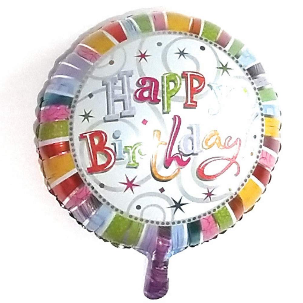 18 Inch Happy Birthday Foil Mylar Helium Balloons - 6 Piece Set for Birthday Party Decorations | Aluminum Balloons for Baby Shower, Graduation, Anniversary & Special Events