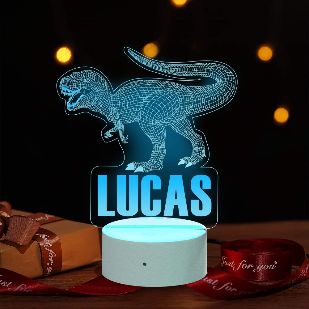 **Personalized 3D Dinosaur Night Light - Custom Engraved Name LED Desk Lamp for Kids, Boys & Girls - Best Birthday & Christmas Gift - Multicolor Dinosaur Decor for Bedroom, Living Room & Nursery**    *(Perfect for bedtime stories, night-time comfort, and playful room decor!)*