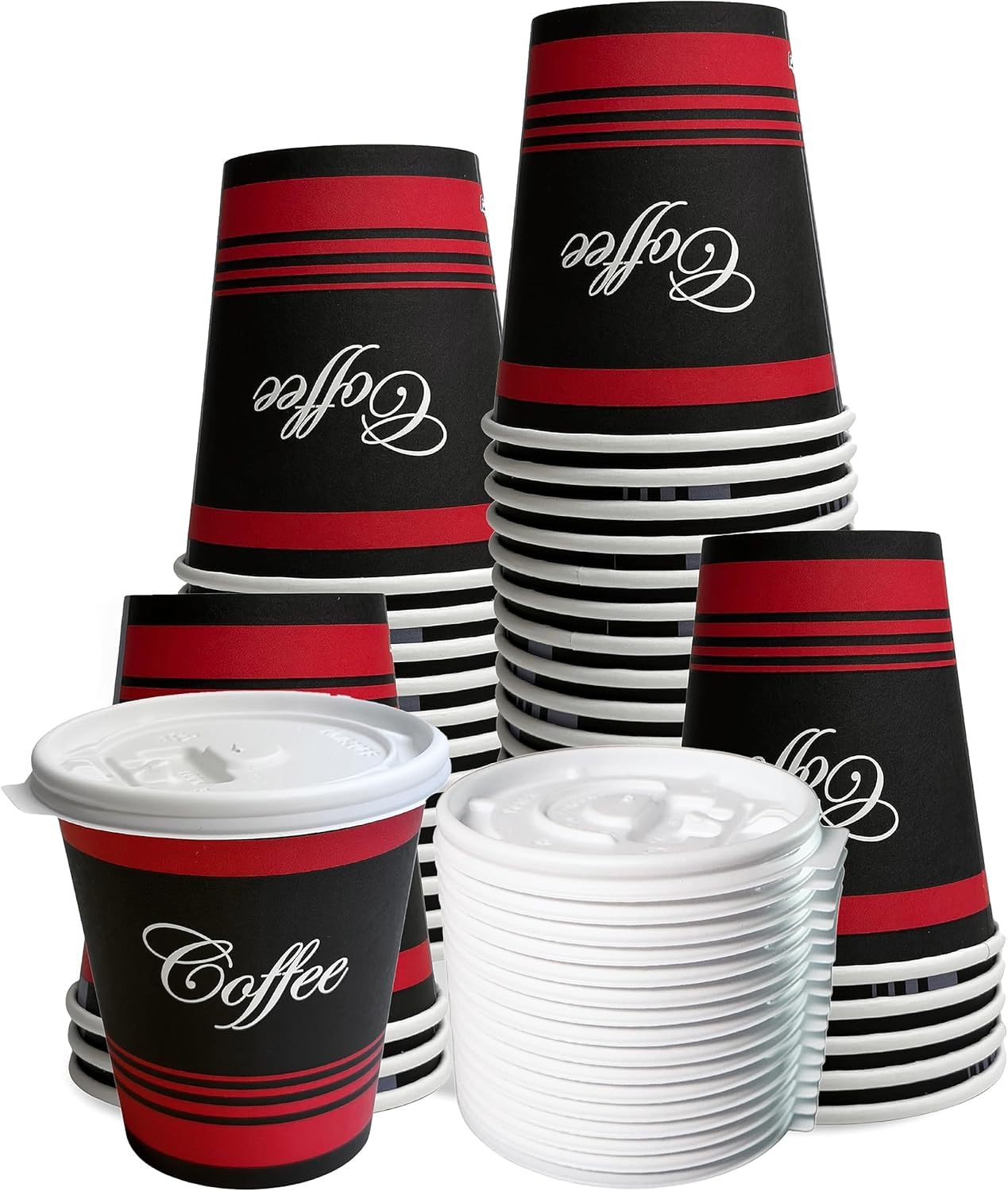EcoQuality 12 Oz Disposable Paper Coffee Cups with Lids - 500 Count Restaurant Grade Hot & Cold Drink Cups for Tea, Soda, Coffee | Perfect for Cafes, Offices, Events, and Takeout Services