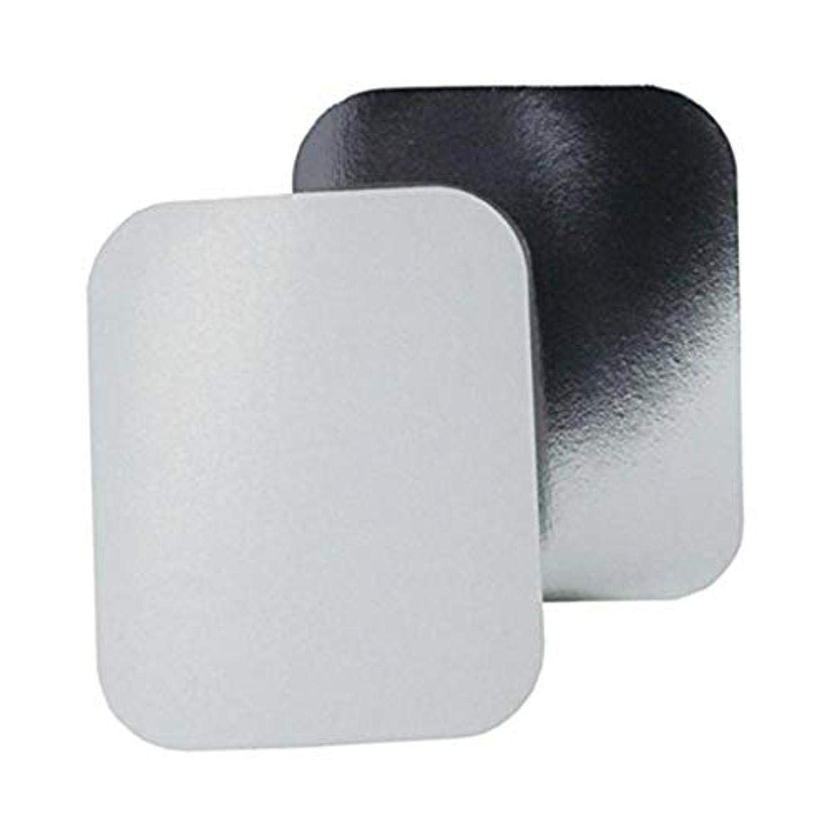 Durable Silver Paper Flat Board Lids for 1 lb Oblong Pans - 1,000/Carton | Perfect for Bakery, Catering & Food Packaging