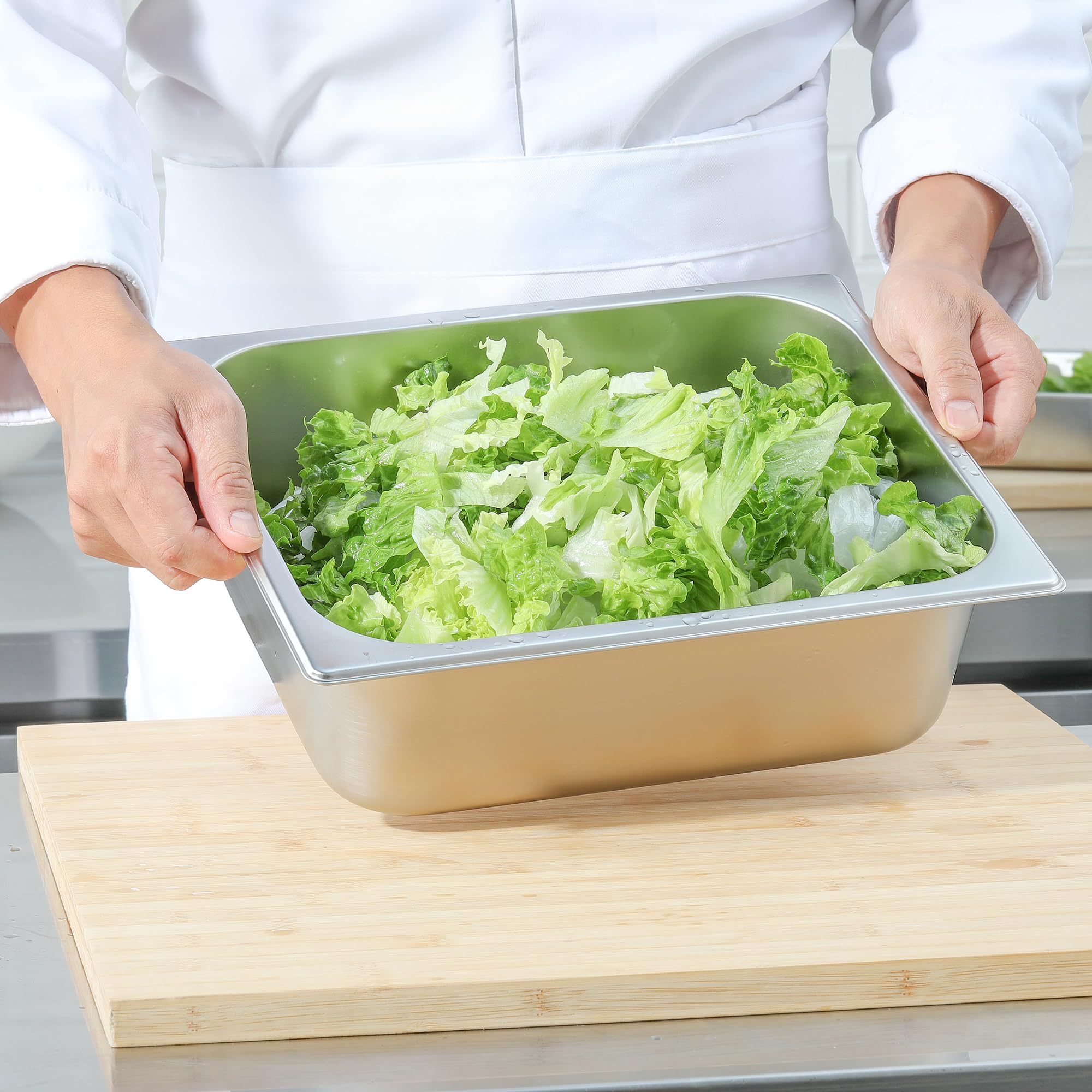 1/2 Size Stainless Steel Hotel Pans - 6-Pack 4 Inch Deep Steam Table Pans for Food Service | Commercial Grade Catering Pans for Restaurants, Cafeterias & Buffets | Perfect for Food Warming, Display & Storage