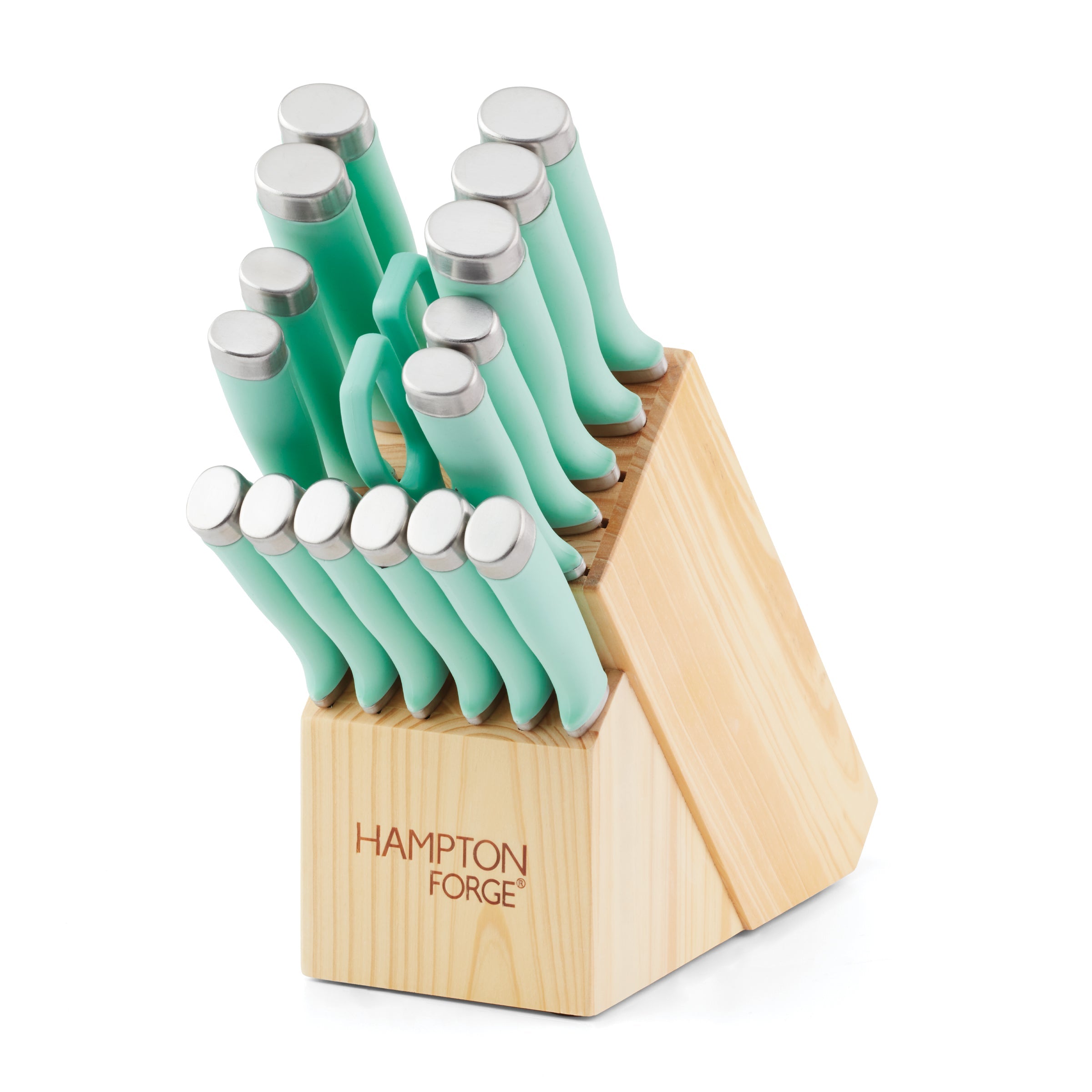 Premium 17-Piece Pistachio Wood Cutlery Block Set - Knife Set with Block for Kitchen, Cooking & Entertaining - Perfect for Home Chefs & Dinner Parties