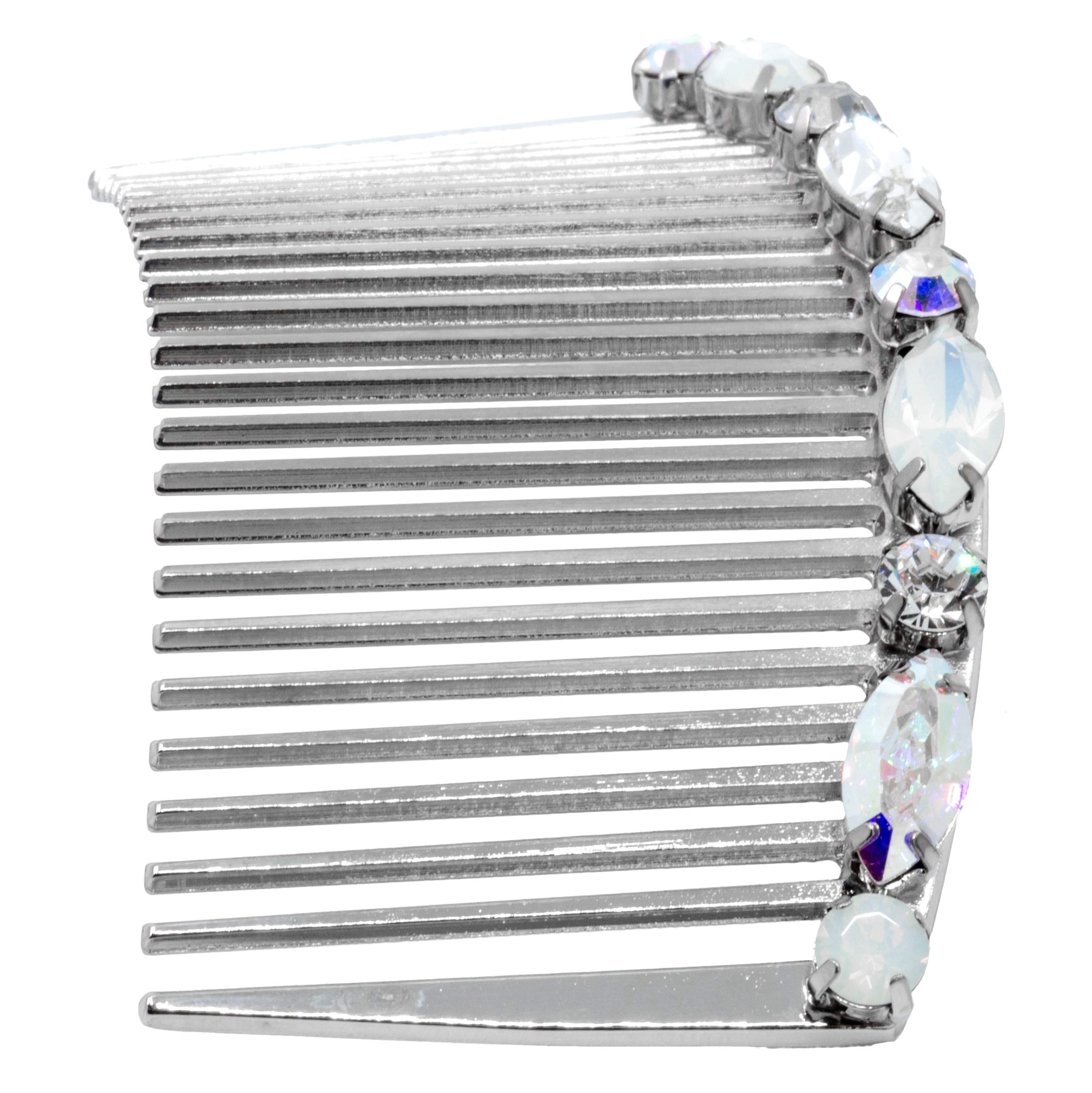 3.5 Inch Silver Wedding Hair Side Comb with Swarovski Crystals - Handmade in Italy Bridal Hair Accessories for Women, Bride & Bridesmaids | Perfect for Weddings, Prom, Formal Events & Special Occasions