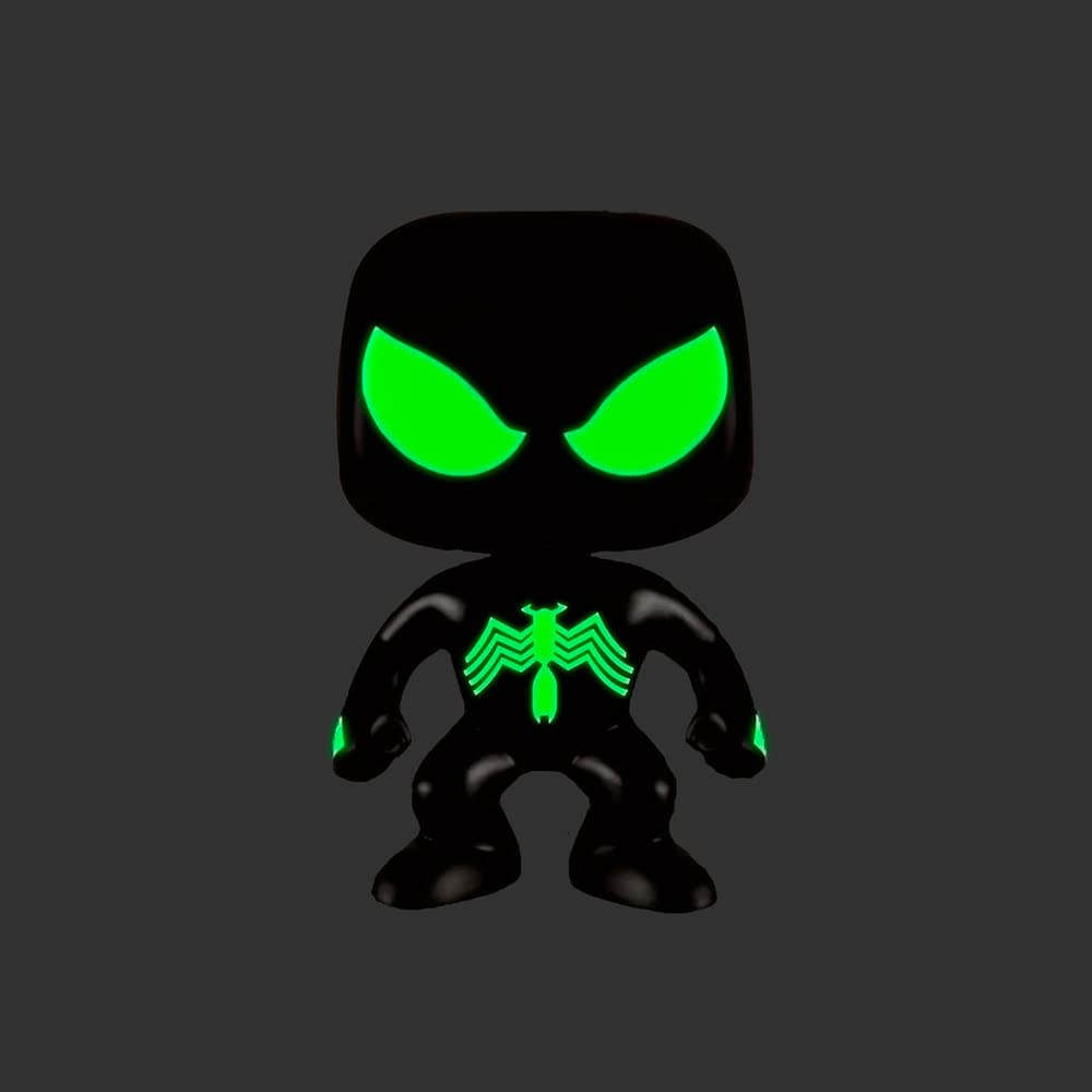 Funko Pop! Marvel Spider-Man Black Suit Glow in The Dark (GITD) Vinyl Figure - Collectible Gift for Marvel Fans, Home Decor & Office Display