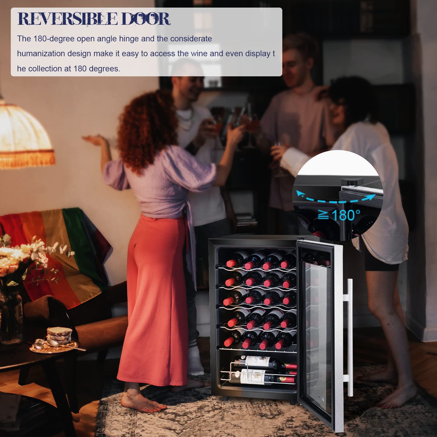 Kalamera 24 Bottle Wine Cooler Refrigerator - Freestanding Single Zone Compressor Wine Fridge with Stainless Steel Glass Door, Temperature Control 41°F-64°F for Home, Office, Bar - Perfect for Storing Wine, Beer, and Beverages