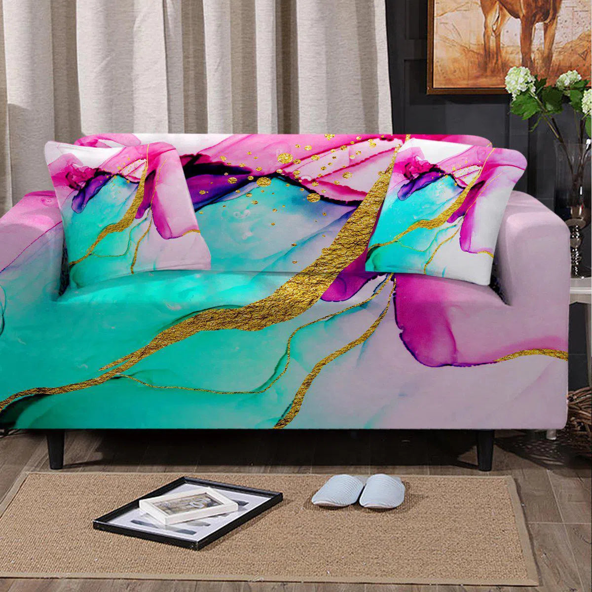 Anse Source D'Argent Sofa Cover - Waterproof Stretchable Couch Slipcover for Living Room, Home Decor Protection - Perfect for Pets, Kids & Daily Use