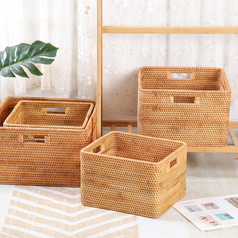 Extra Large Woven Storage Baskets - Rectangular Organizer for Clothes, Kitchen, Bedroom & Shelves | Perfect for Home Decor & Living Room Organization
