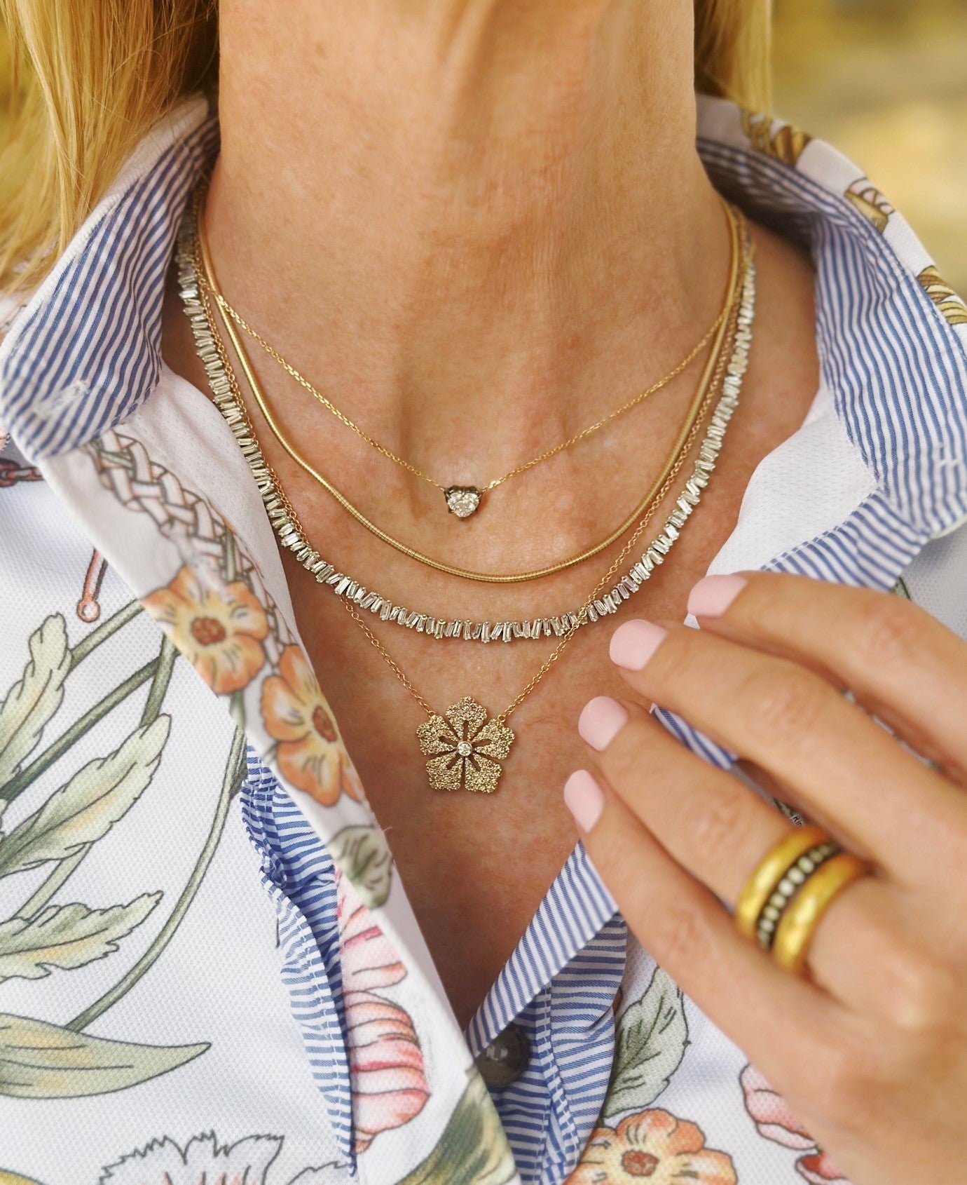 Piranesi x Be On Park Champagne Diamond Flower Necklace - Elegant Gold Plated Jewelry for Women, Perfect for Weddings, Parties & Special Occasions