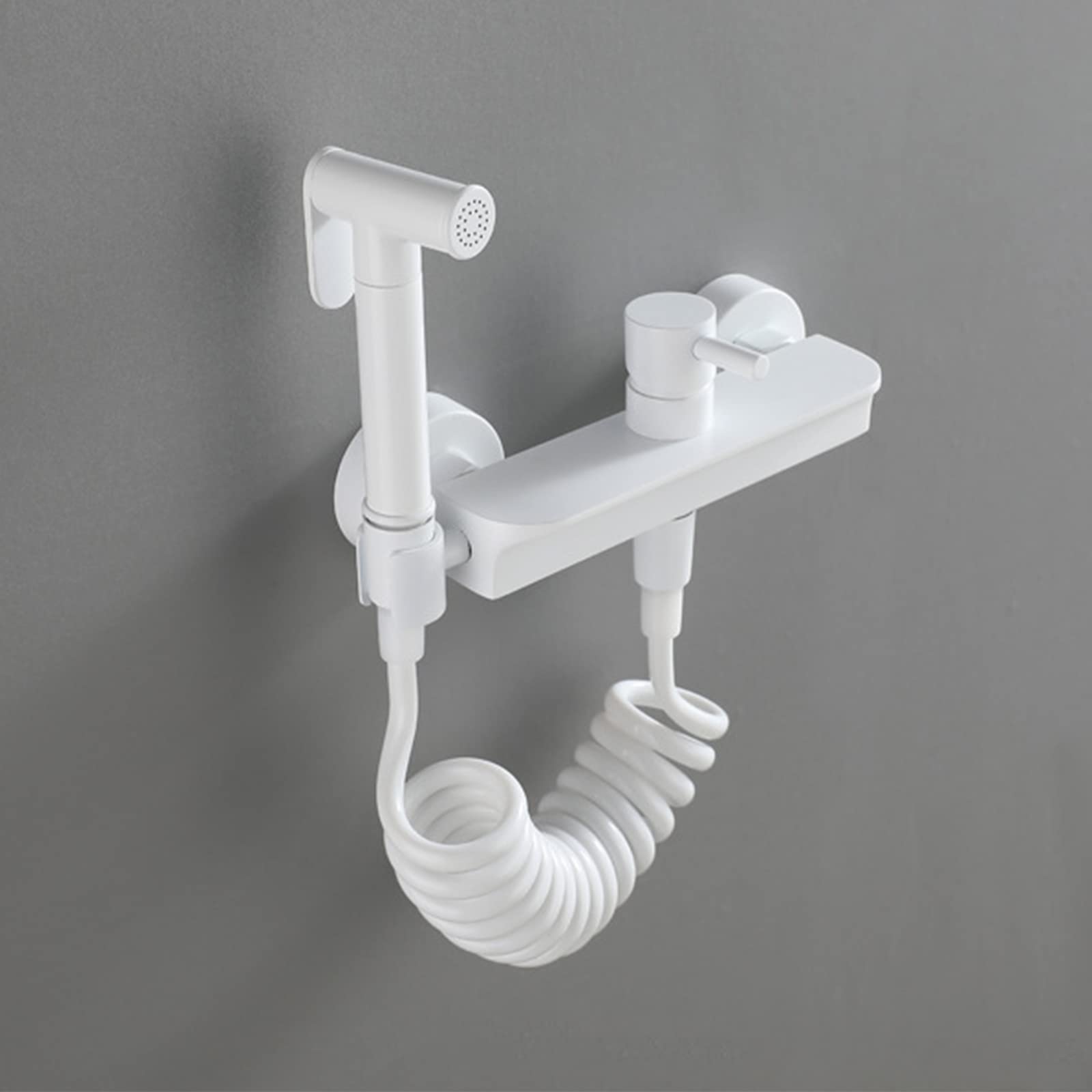 Handheld White Bidet Sprayer - Brass Bidet Attachment Set for Toilet with Hot & Cold Water Mixer | Wall Mounted Single Handle Faucet | Perfect for Cloth Diaper Cleaning & Personal Hygiene