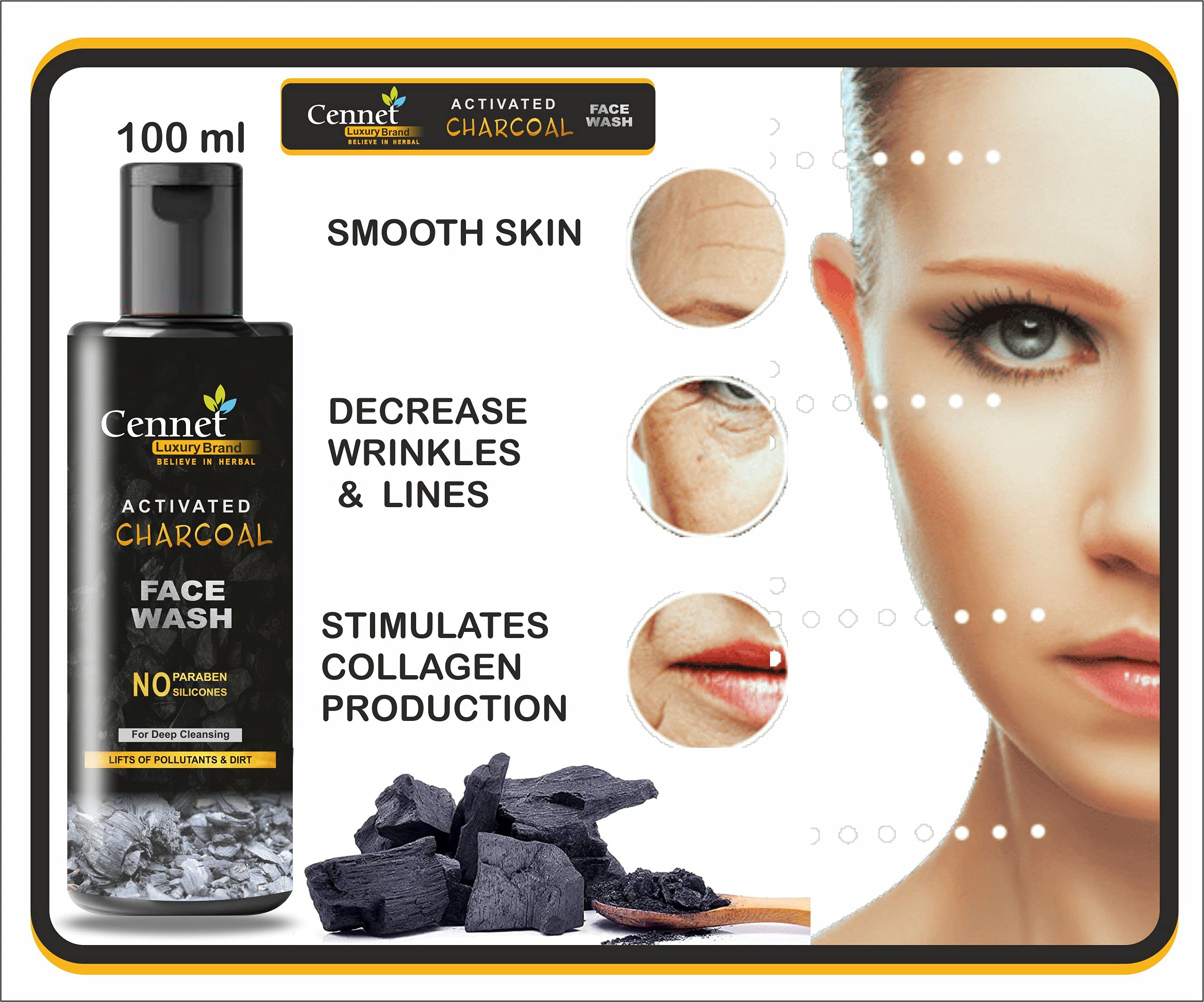 Activated Charcoal Face Wash for Men & Women - Deep Cleansing for Oily Skin, Anti-Acne Treatment, Pimple Control, Oil-Free Formula (100ml) - Perfect for Daily Skincare Routine & Breakout Prevention