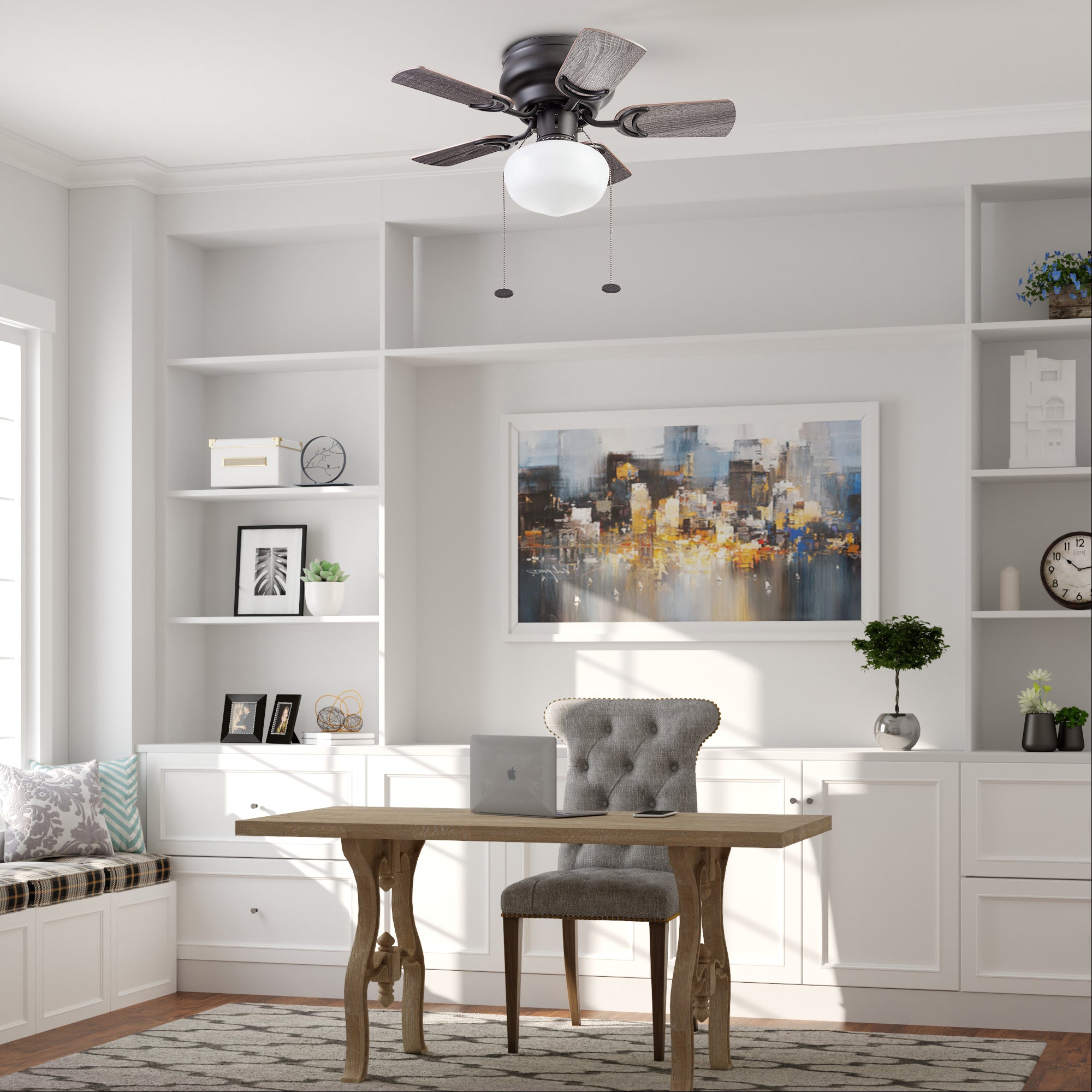 28 Inch Bronze Ceiling Fan with Pull Chain - Hero Series - Perfect for Living Room, Bedroom, and Outdoor Spaces