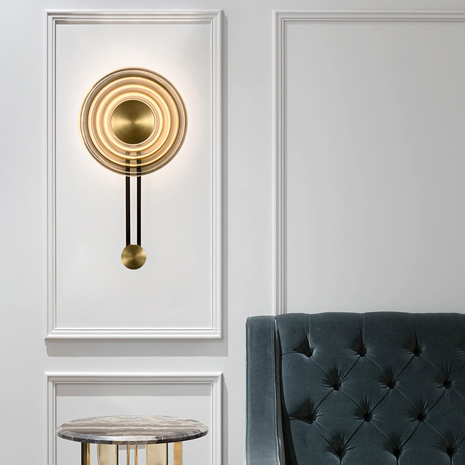 YIYIBYUS Modern LED Glass Wall Lamp - 3 Color Changing, Minimalist Design for Bedroom, Corridor & Hotel Decor - Nordic Style Creative Clock Wall Light for Bedside & Living Room