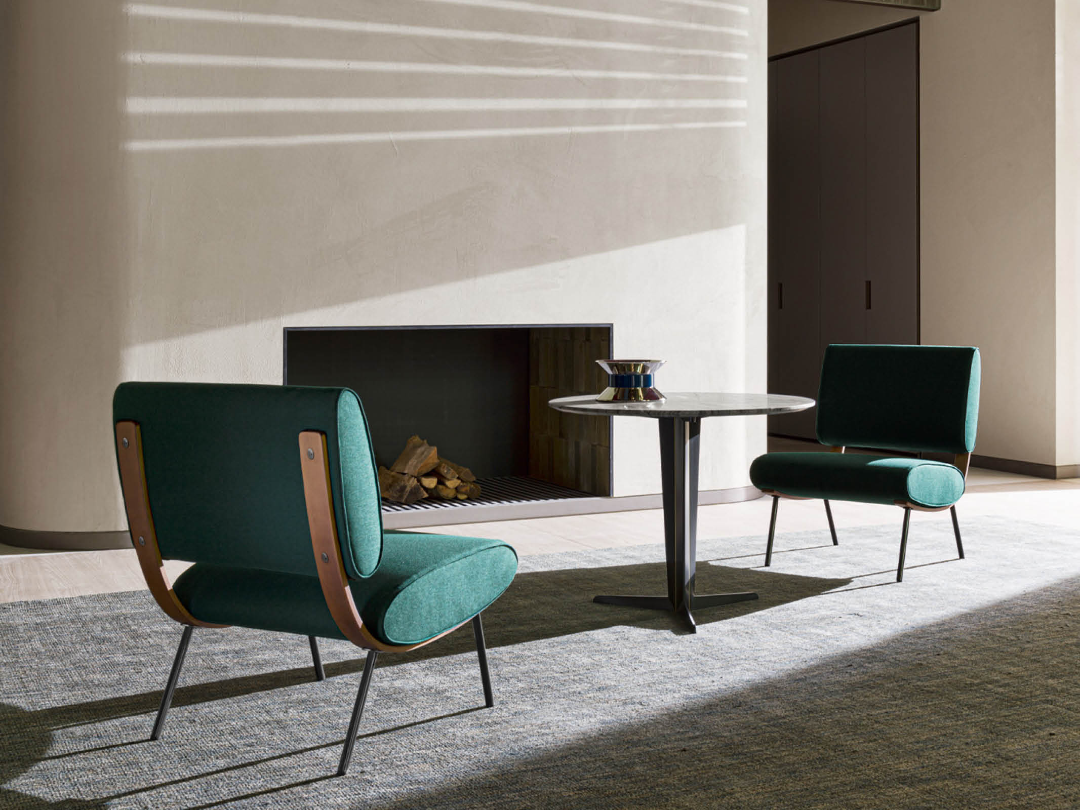 Modern Round D.154.5 Armchair - Mid-Century Inspired Accent Chair with Wooden Legs for Living Room, Bedroom or Office - Comfortable Lounge Seating for Home Decor