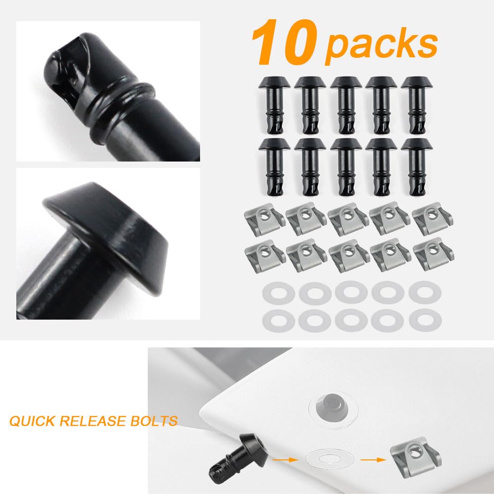 Xitomer 17mm Quick Release Fasteners - Universal Fairing Bolts for Motorcycle Racing (Black)
