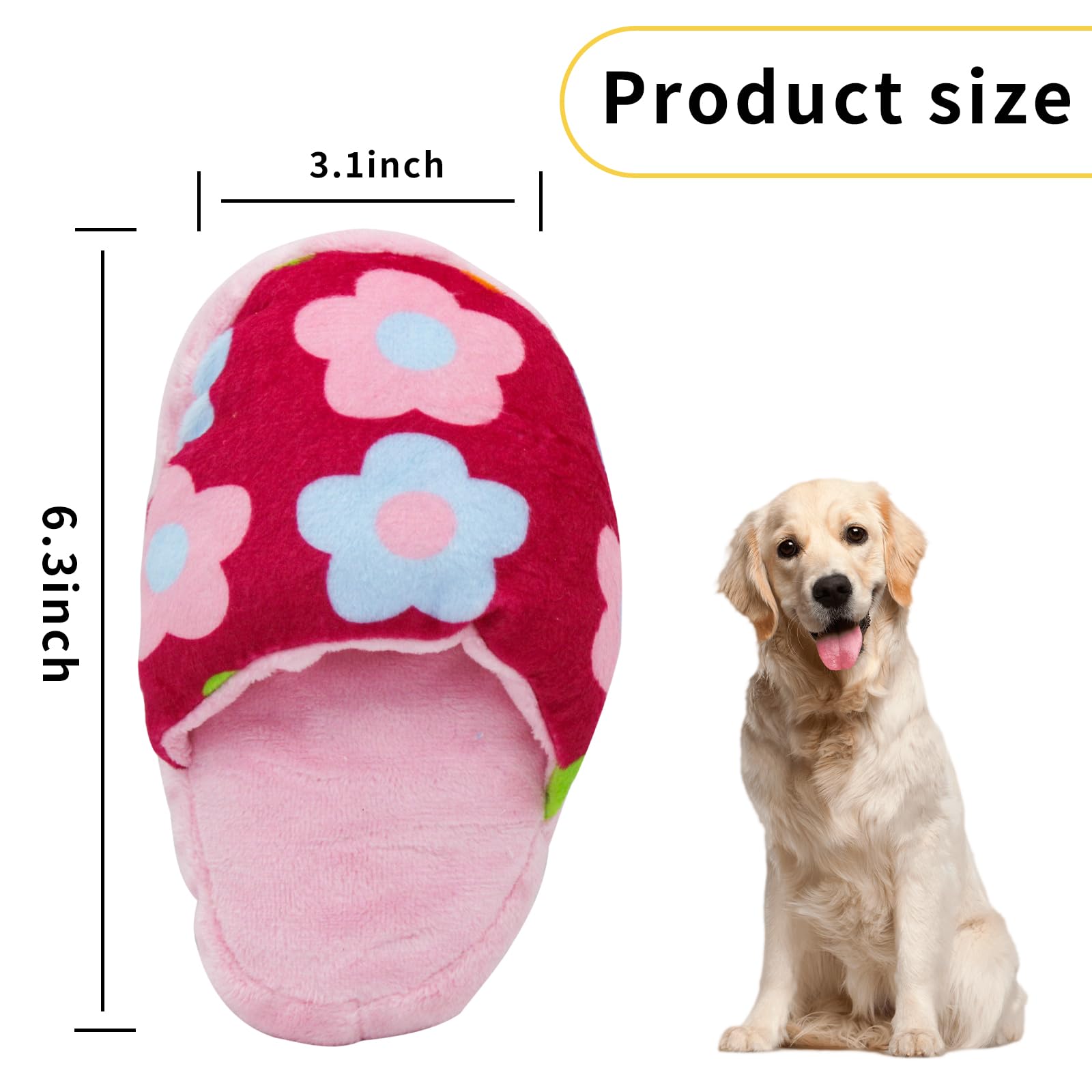 WishLotus Squeaky Plush Dog Chew Toys - Cute Slipper-Shaped Interactive Pet Toys for Small & Medium Dogs | Teeth Cleaning & Boredom Relief | Perfect for Indoor Play, Training Rewards & Puppy Teething (Pink)