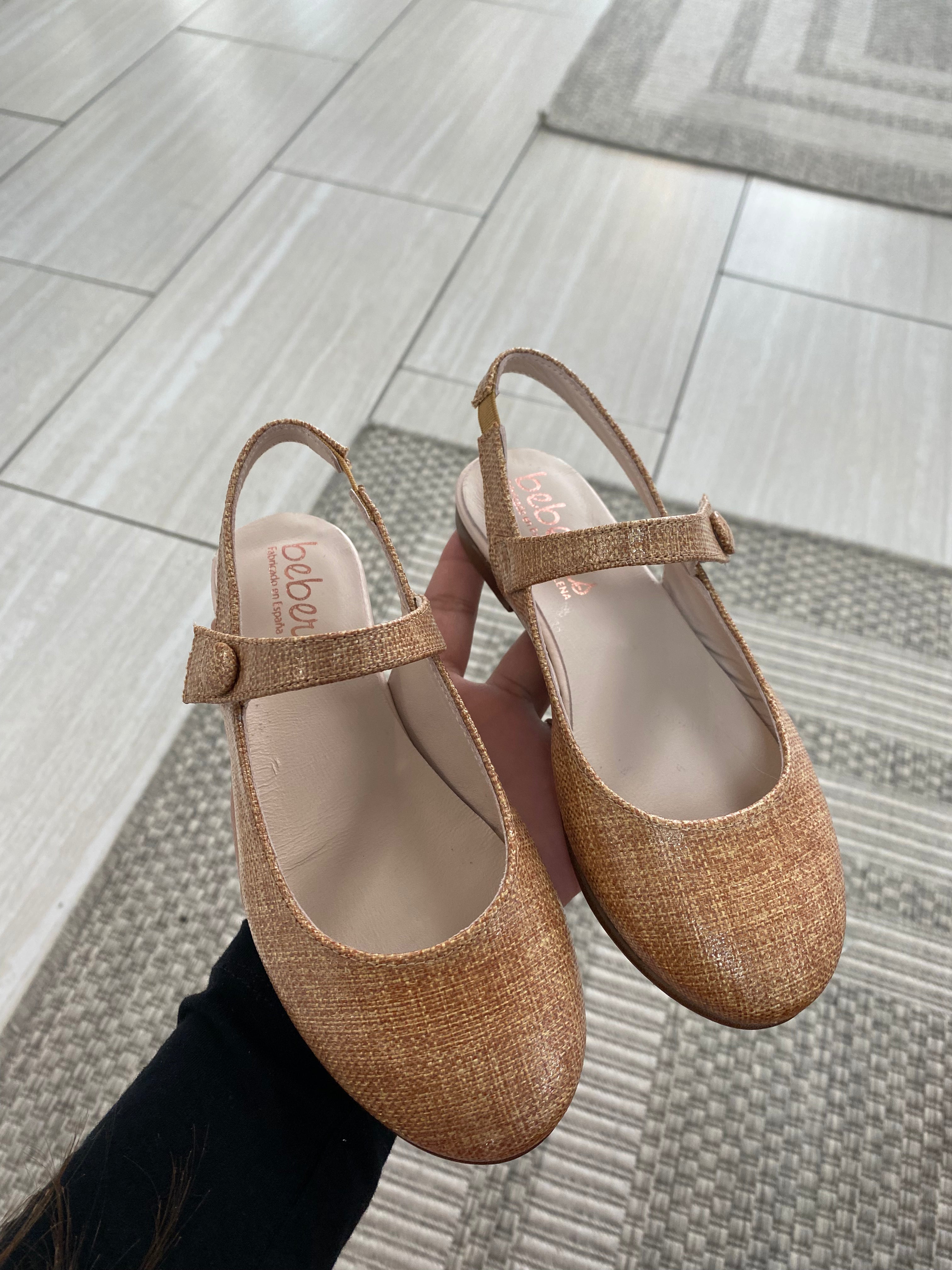 Beberlis Brown Textured Open Back Mary Jane Shoes for Women - Comfortable & Stylish Flats for Work, Casual Outfits and Special Occasions