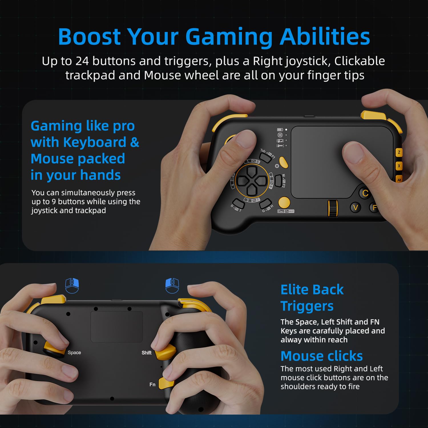 IFYOO GTP01 2.4G Wireless Gaming Touchpad with Gyro Sensor - Multi-Function Keyboard Mouse Controller for Xbox Series X/S, Xbox One, PS5, PS4, Steam & PC (Windows 11/10) - Black | Perfect for FPS, RPG & Cloud Gaming