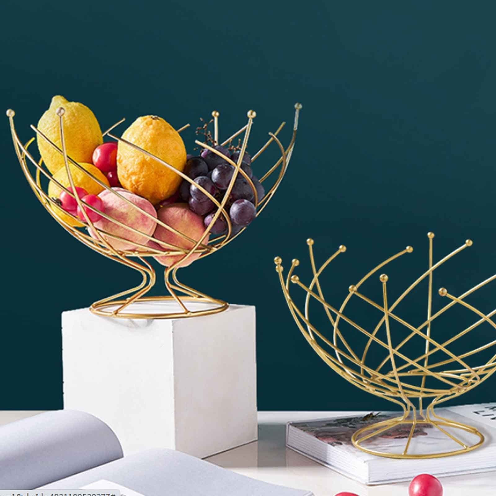 Stainless Steel Fruit Basket for Kitchen Counter - Decorative Metal Fruit Bowl with Stand - Perfect for Countertop Display, Dining Table Centerpiece, and Fresh Fruit Storage