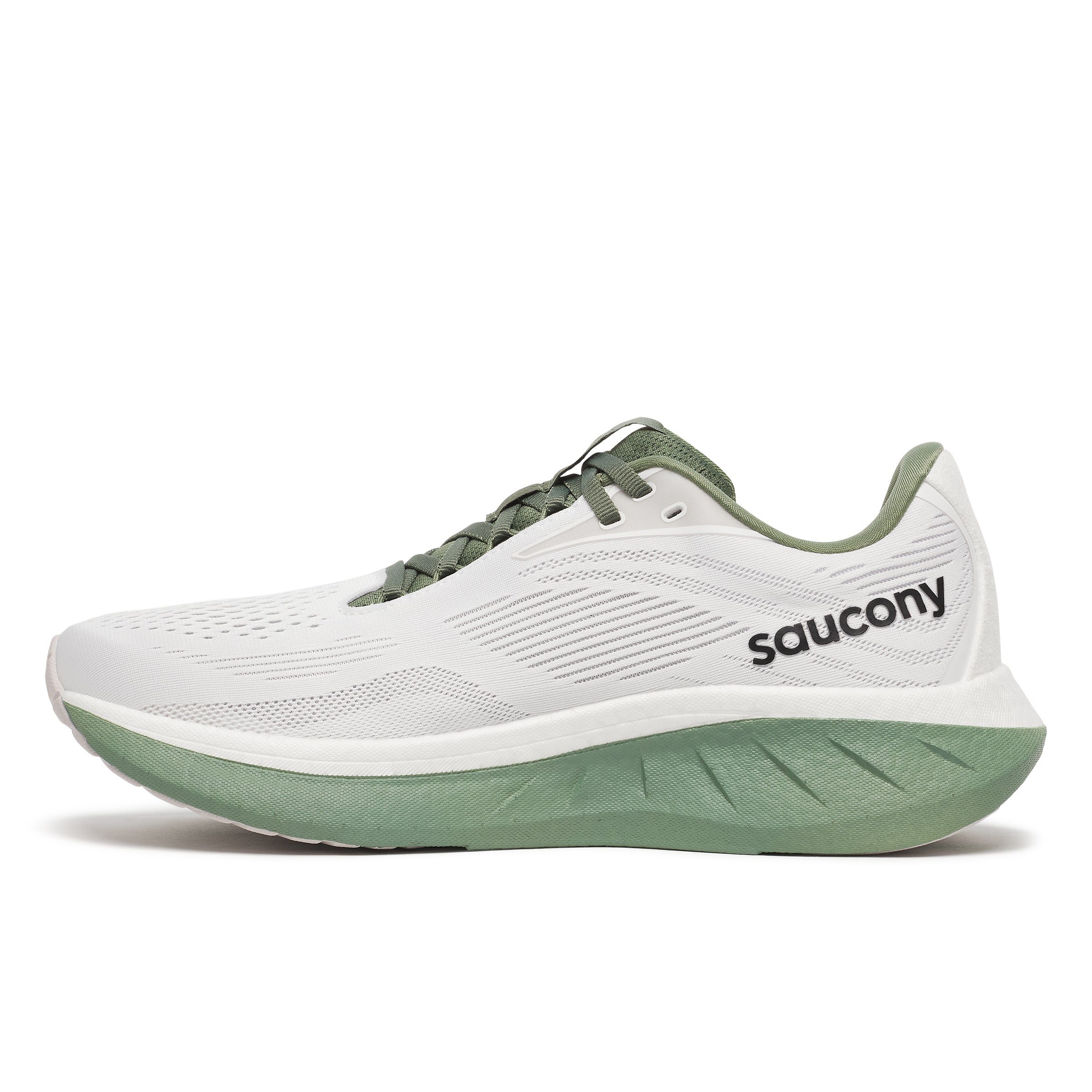 Men's Ride 18 Running Shoes - White/Olivine Color - Lightweight & Cushioned for Jogging, Gym Workouts & Daily Wear