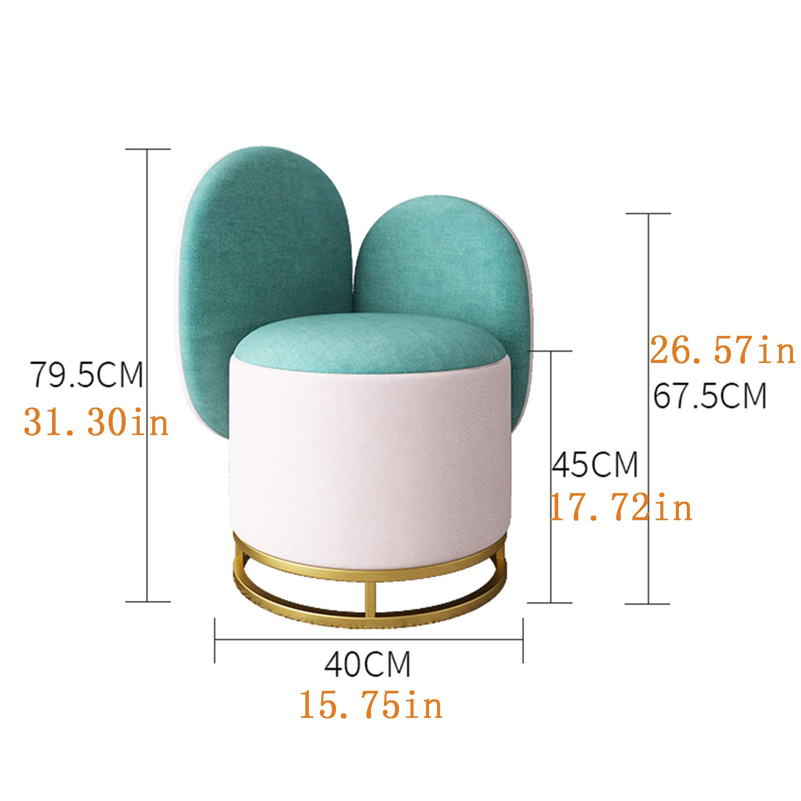 Velvet Upholstered Accent Chair with Brass Gold Metal Legs - Modern Vanity Makeup Chair for Bedroom, Dressing Room & Lounge | Elegant White Leisure Seating for Women's Dressing Table, Boudoir & Beauty Salon