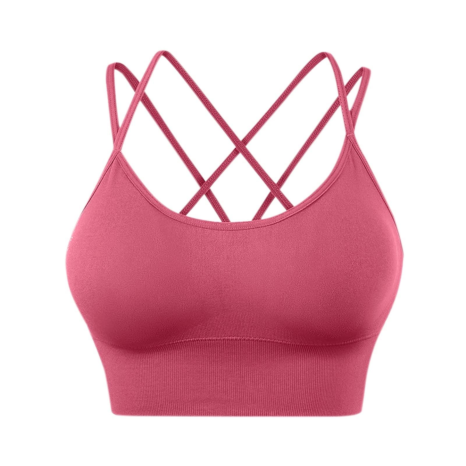 Narumard Women's Cross Back Sports Bra - Padded Strappy Cropped Yoga Bra for Workout & Fitness - Breathable Supportive Activewear for Running, Gym & Yoga Classes